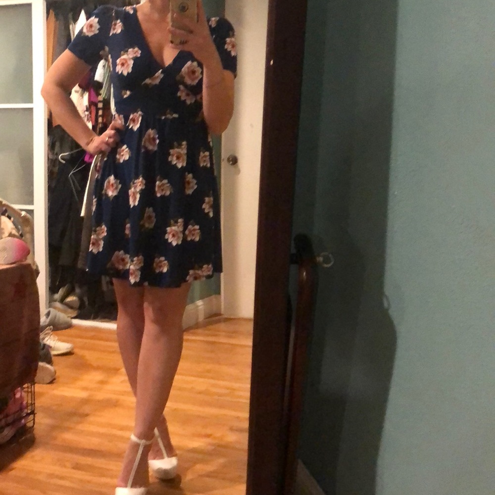 Summer dress dark blue floral